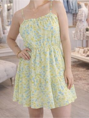 Liberty Love Yellow & Blue Floral Mini Dress